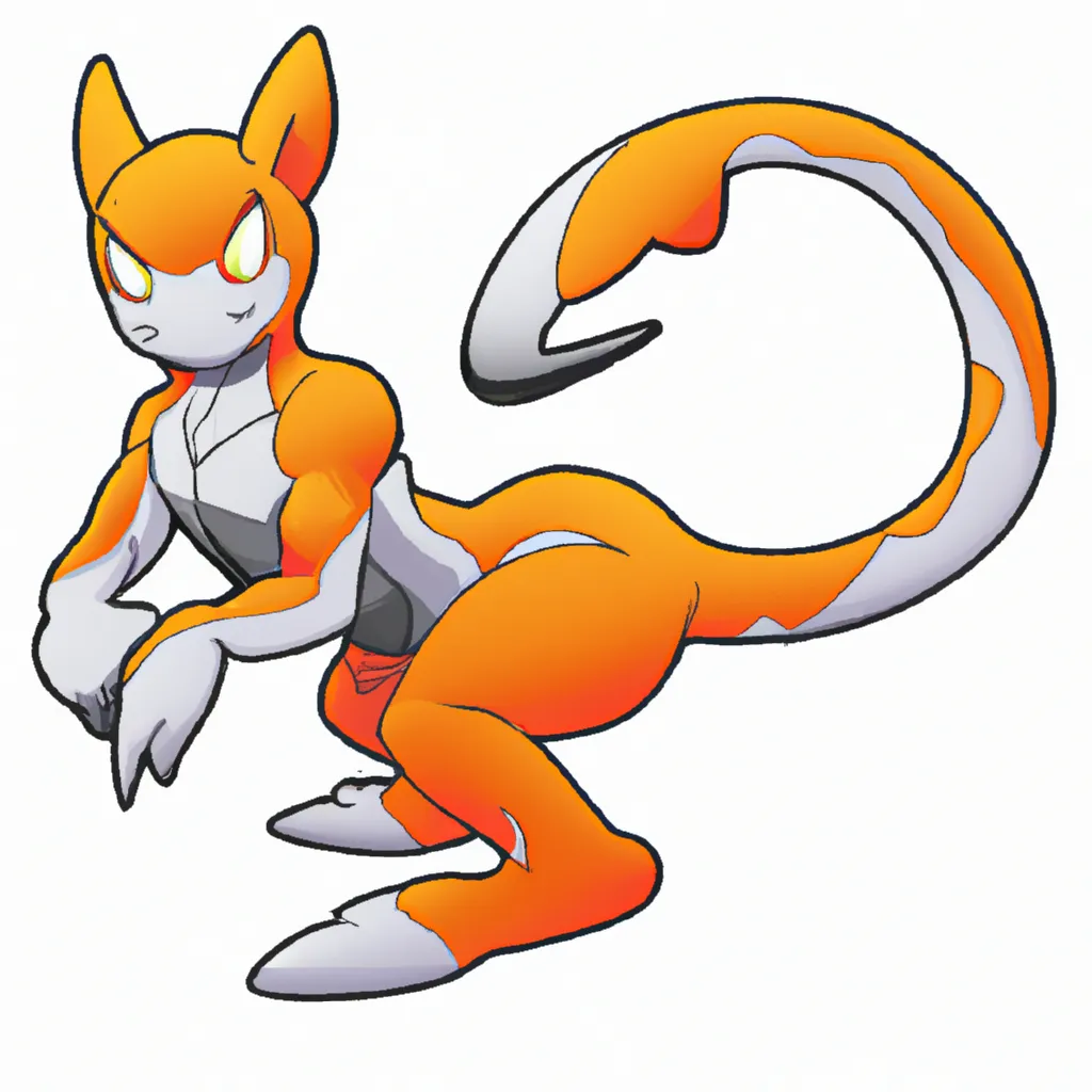 Prompt: Mewtwo original pokemon orange 
