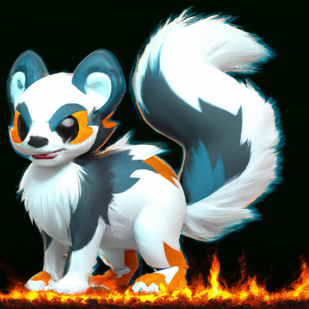 Prompt: skunk pokemon, spotted skunk, fire and ghost type pokemon, cute, cute ghost, mascot, starter, like eevee, like flareon, ken sugimori style, pokemon design, pokemon concept, fakemon, new pokemon, trending online, fluffy, adorable, ken sugimori, high quality, 8k, digital Art, perfect composition, beautiful detailed intricate insanely detailed octane render trending on artstation, 8 k artistic photography, photorealistic concept art, soft natural volumetric cinematic perfect light, chiaroscuro, award - winning photograph, masterpiece, oil on canvas, raphael, caravaggio, greg rutkowski, beeple, beksinski, giger