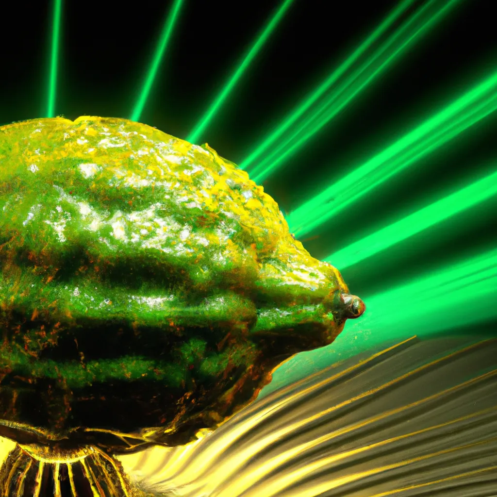 Prompt: A spectacular 3D render of a cybergenetical, hellish, Cthulhu, Fabergé radioactive lemon, that shots a futuristic laser, at an extraterrestrial starship vessel. Suspicious rays of light, skeumorphism, ultra high quality, unreal engine, super realism, shot on Nikon 80 mm, H.R. Giger, John Atkinson Grimshaw, M.C. Esher, Artstation.

