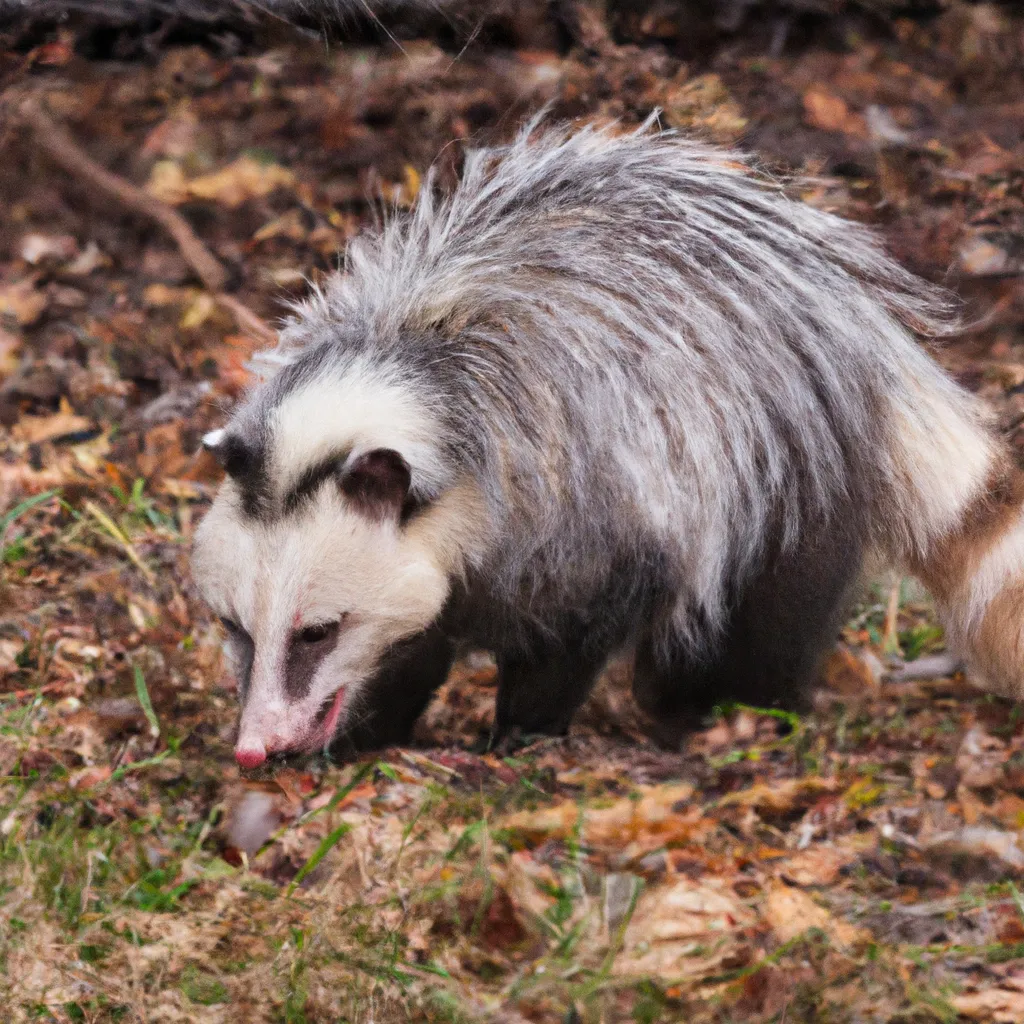 Prompt: opossum raccoon skunk hybrid