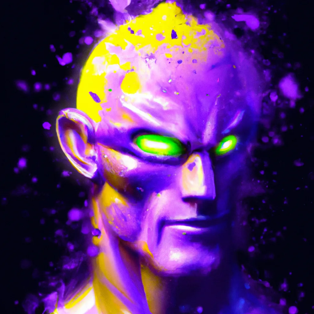 Prompt: lemon by Ben templesmith, octane render, superhero portrait of black light paint, splashes of colors, comic book art, sculpture