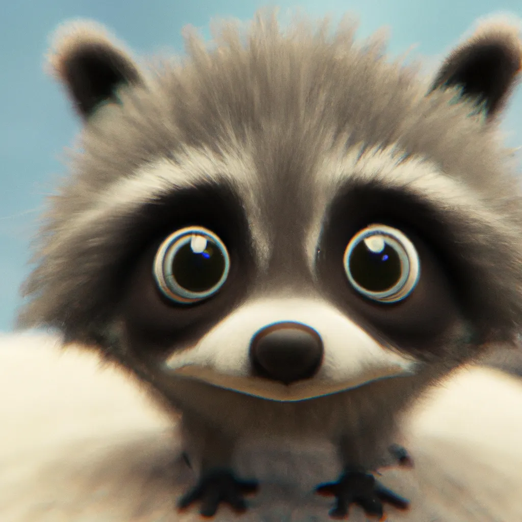 Prompt: cutest extra fluffy 3d Raccoon creature on earth with large eyes, Soft and poofy. Unreal engine. Cinema 4d. Cinematic. Pixar