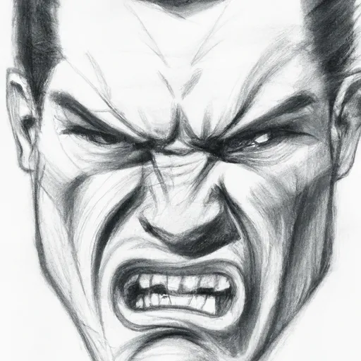 Prompt: very angry realistic face, portrait, detailed, high quality, lead pencil style