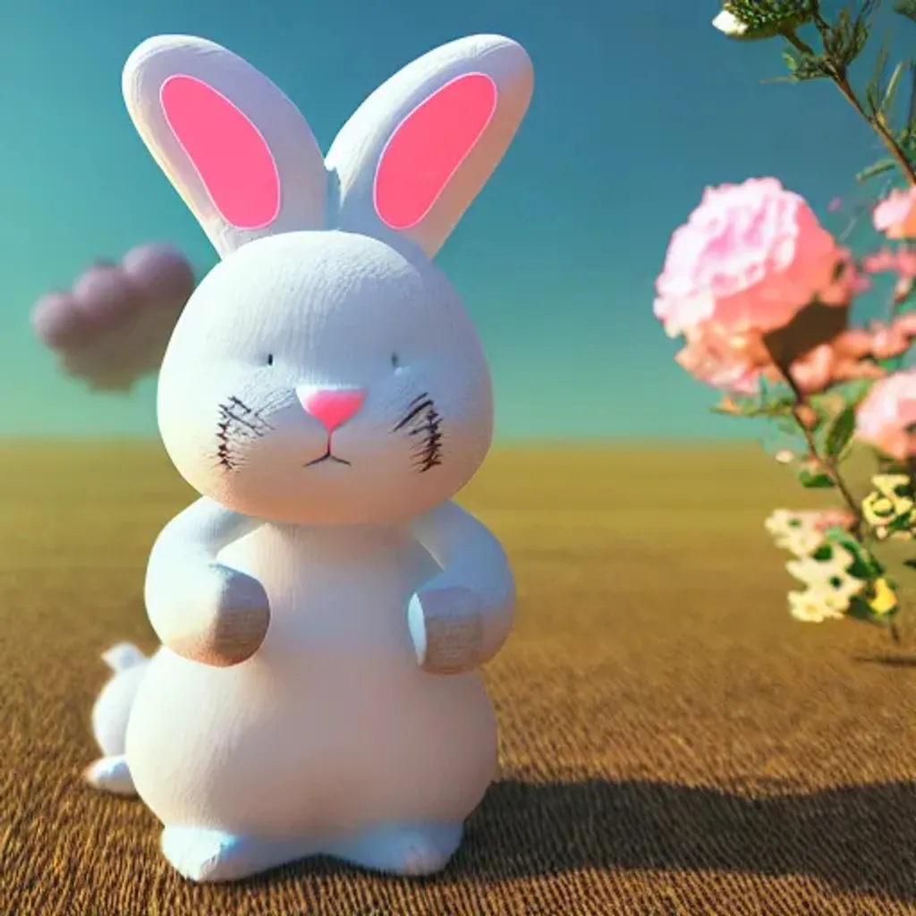 Prompt: cute kawaii bunny, Beeple texture work