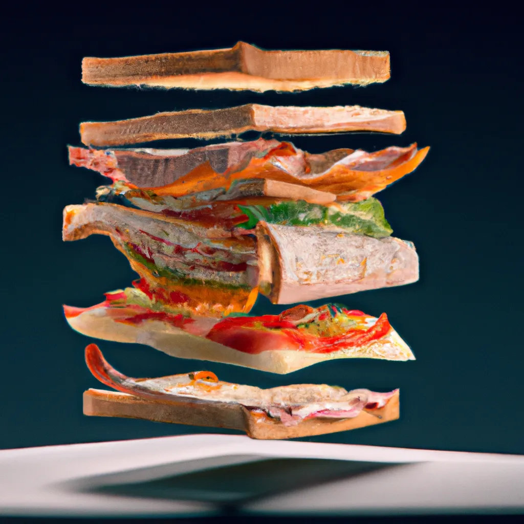 Prompt: A 3d studio photograph of a fantastic Italian panini sandwich , dynamic, symmetric,  fantasy, isometric view, extreme closeup, centered, crystal clear sharp focus and high contrast. Ultra realistic, trending on Artstation, octane render, Cinema 4D, Houdini, Maya, blender, Deviantart, Unsplash,  Pixiv