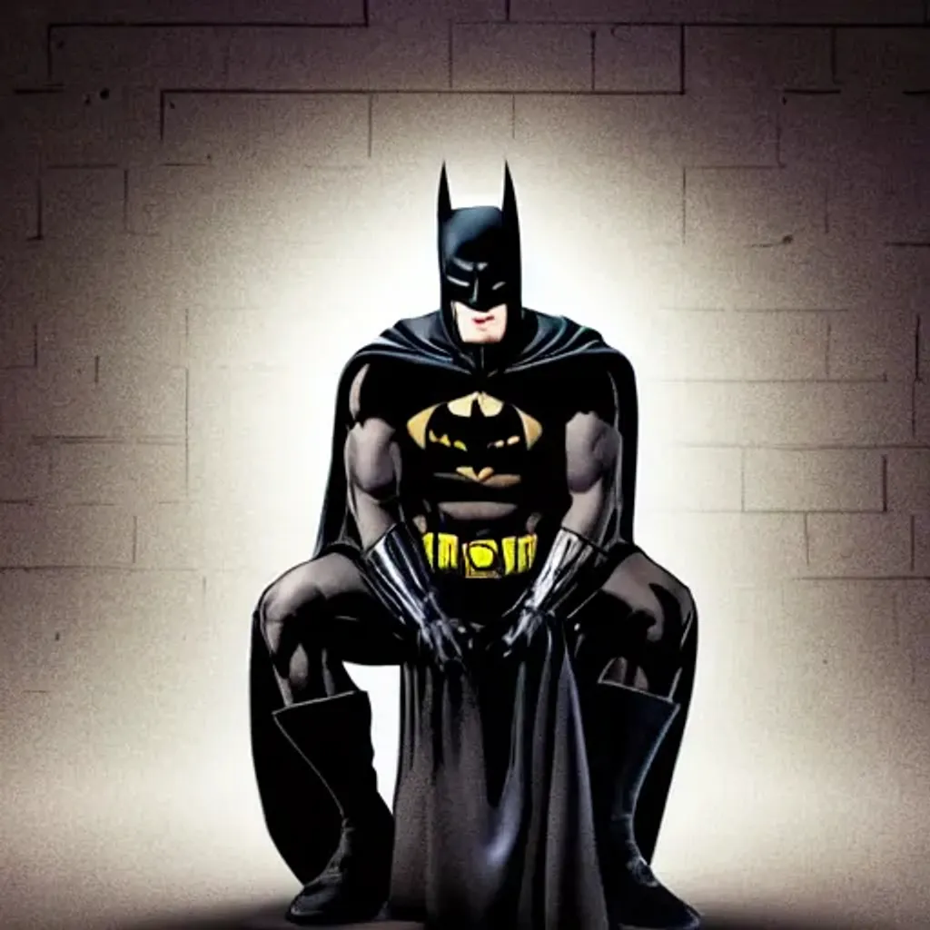 Prompt: batman sitting on a chair with andrew tates stance