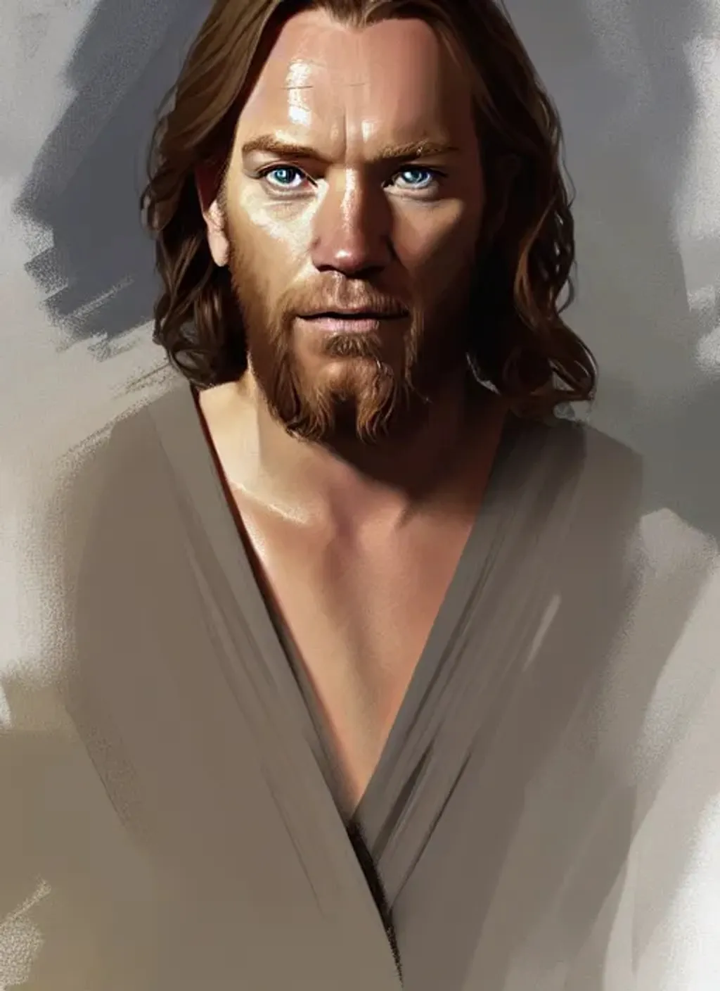 Prompt: A digital painting of Jesus Greg Rutkowski, Ewan McGregor