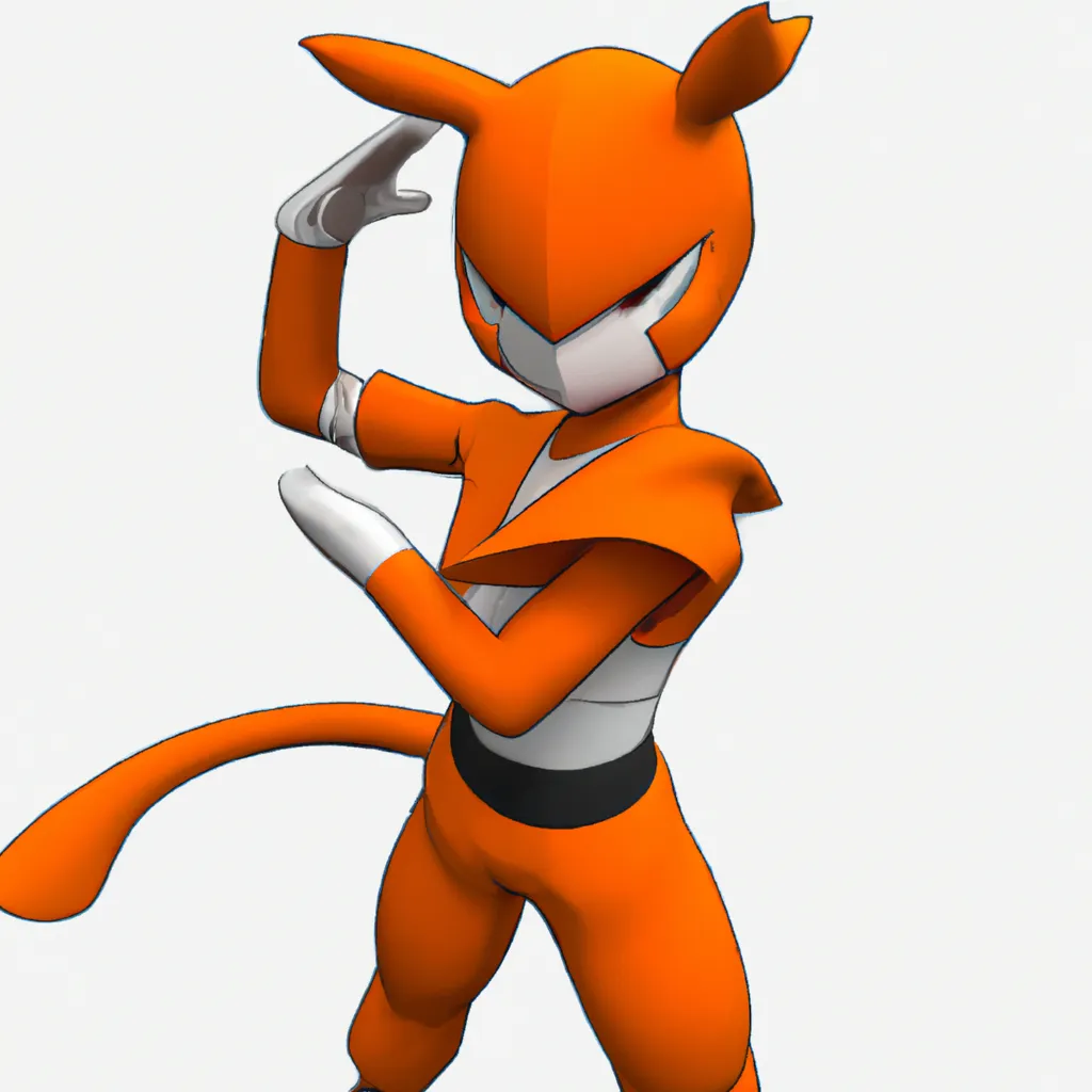 Prompt: Mewtwo orange 3d anime 