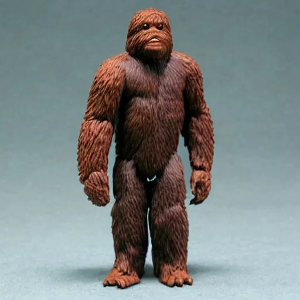 Prompt: 3/4 inch kenner style sasquatch action figure