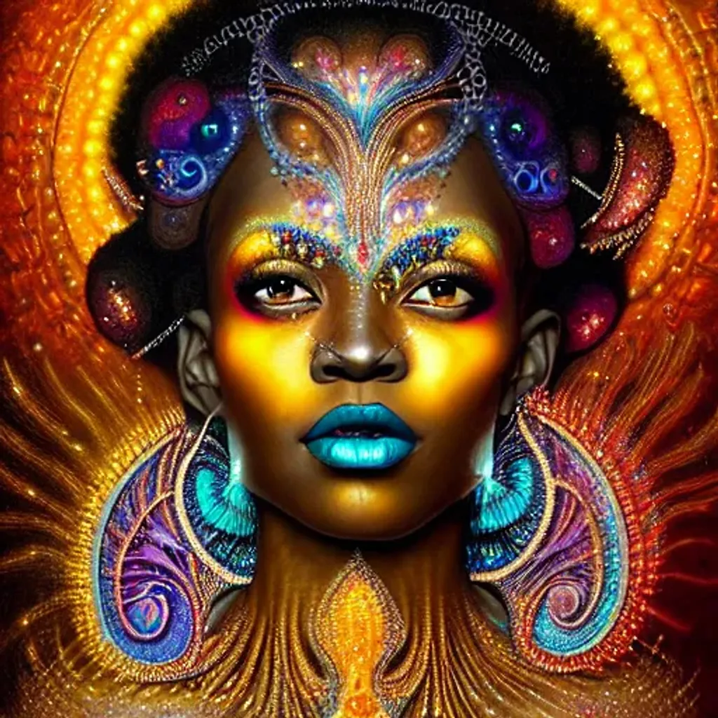 a stunning rendition of dark skin woman made of silv... | OpenArt