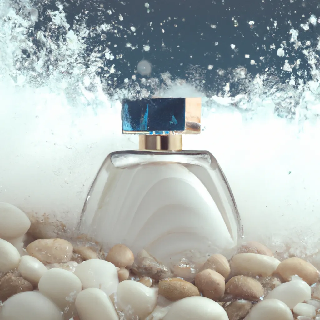 Prompt: perfume bottle covered in seafoam, white glittering sand, and corals, up close shot, sharp focus, global illumination, radiant light, alexandre ferra white, irakli nadar, octane highly render, 4 k, ultra hd