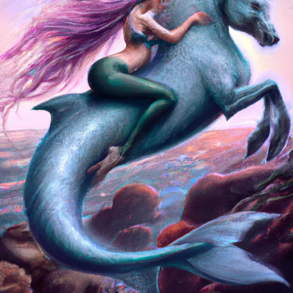 Prompt: A mermaid riding a centaur, digital art, very detailed, fantasy illustration, hyperrealist, anime style