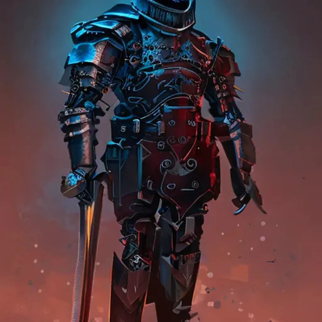 Prompt: Cyberpunk Medieval Knight