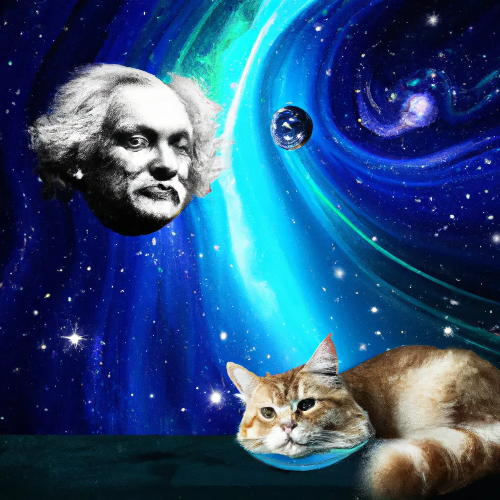 Prompt: cat swiming in the space with Albert Einstein

