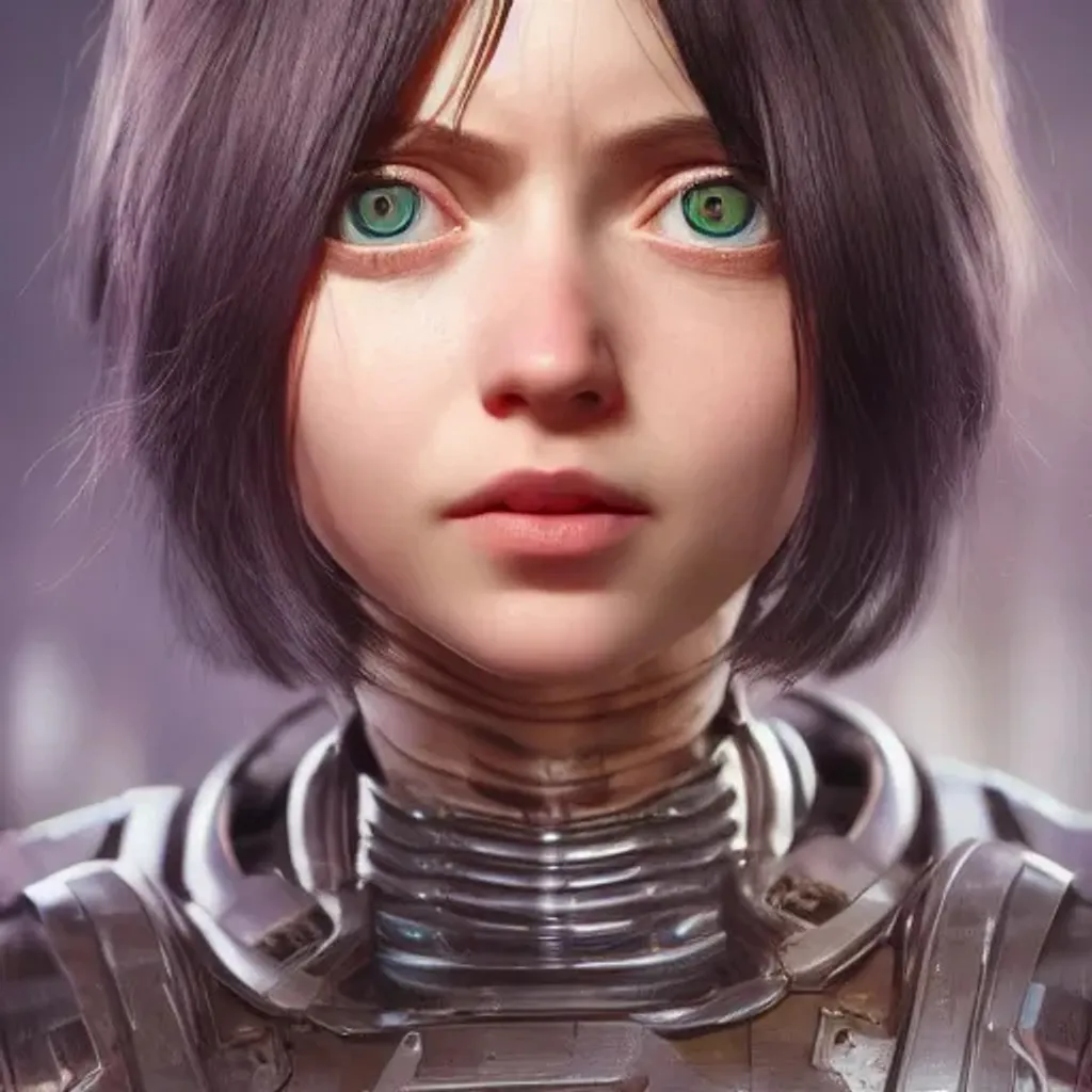 Prompt: emily willis as alita, naturel, hyper detailed, digital art, trending in artstation, cinematic lighting, studio quality, smooth render, unreal engine 5 rendered, octane rendered, art style by klimt and nixeu and ian sprigger and wlop and krenz cushart