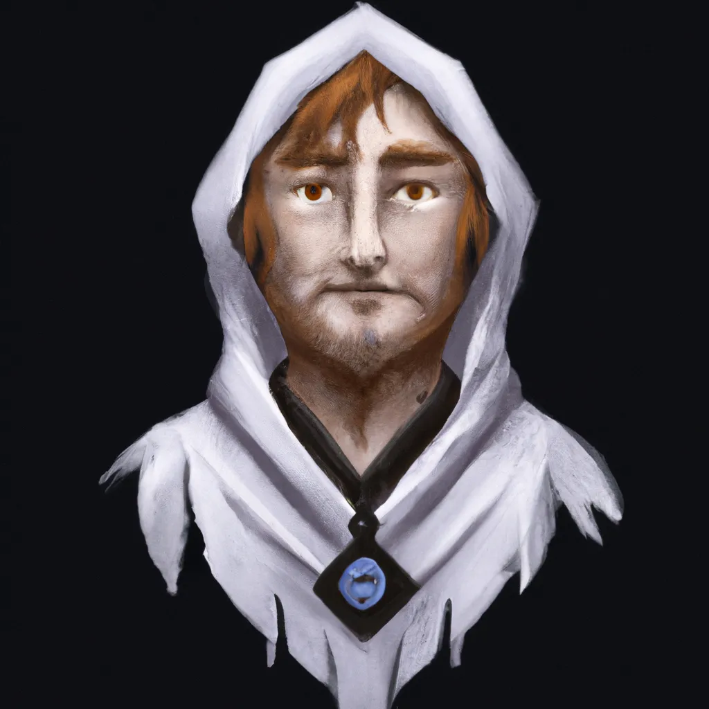 Prompt: Portrait of an RPG character in the center of a black background by Greg Rutkowski