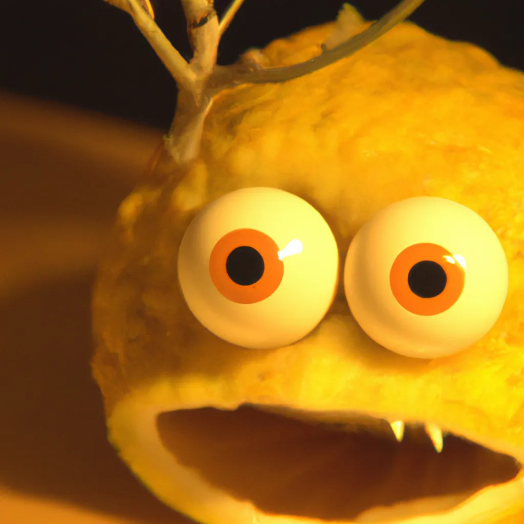 Prompt: film still of cute lemon monster, from where the wild things are (2009)
