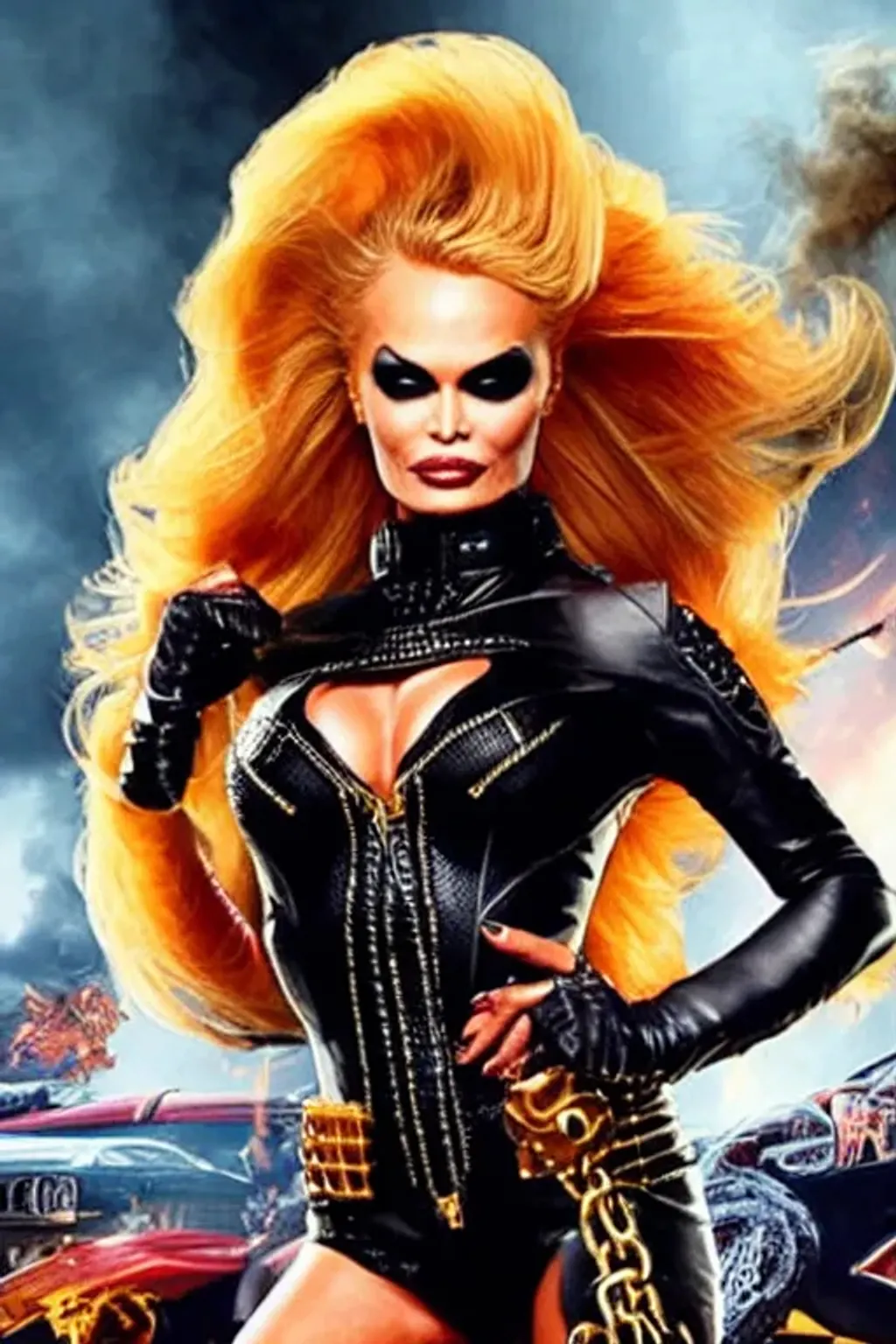 Prompt: Pamala Anderson as Ghost Rider caricature, perfect facial features, vivid color, cinematic, epic, intricate, comic book style, (((((((perfect hat))))))), ((((((((perfect ears)))))), ((((((((((perfect eyes))))))), perfect nose, perfect teeth, ((((((((perfect body)))))))), ((((((((perfect hands)))))))), (((((((perfect legs)))))), (((((((perfect feet))))))), (((((((((perfect toes)))))), , ((((((((((((highly detailed body)))))))), (((((((chiseled features))))))