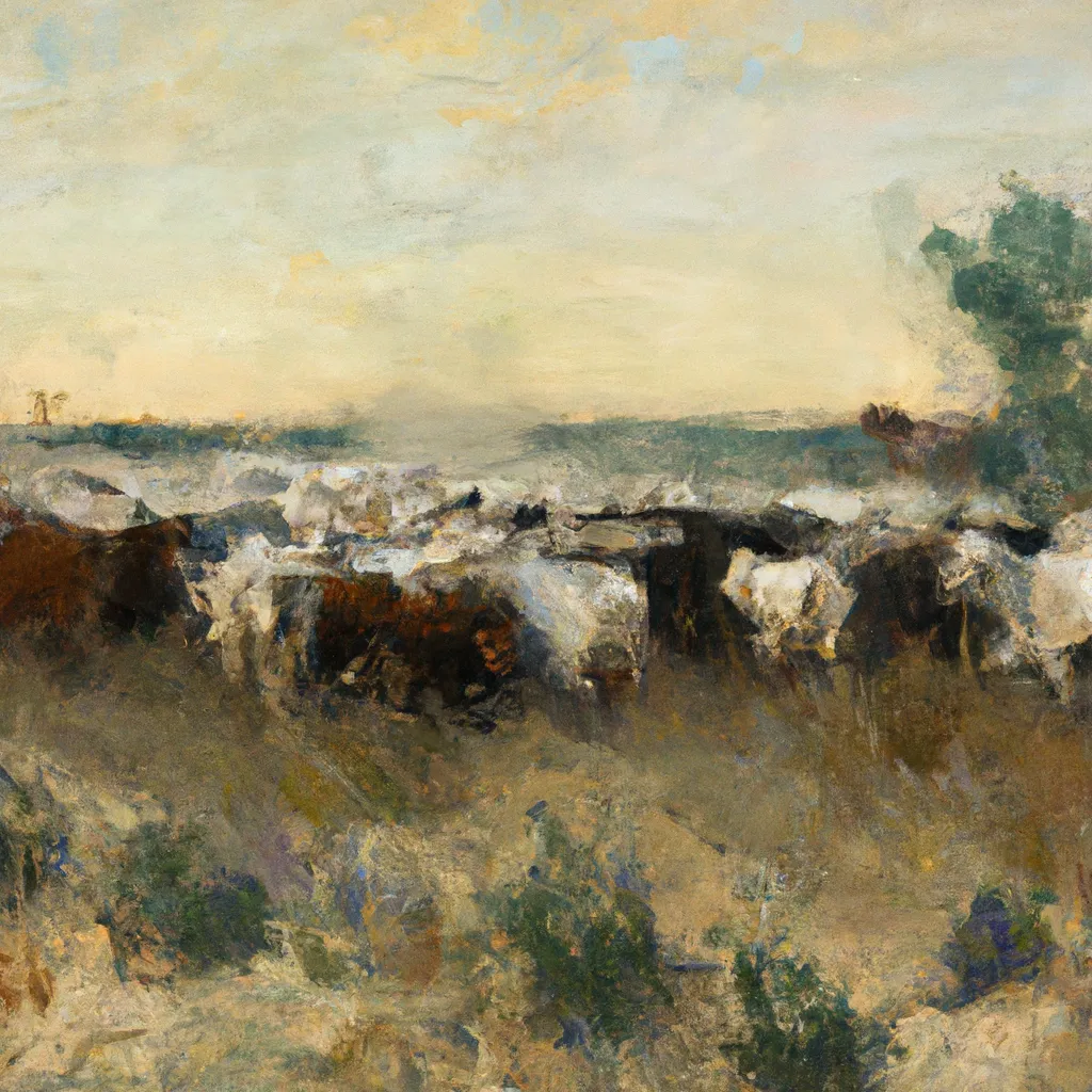 Cattle Stampede, Lubbock, 1880, by Claude Monet