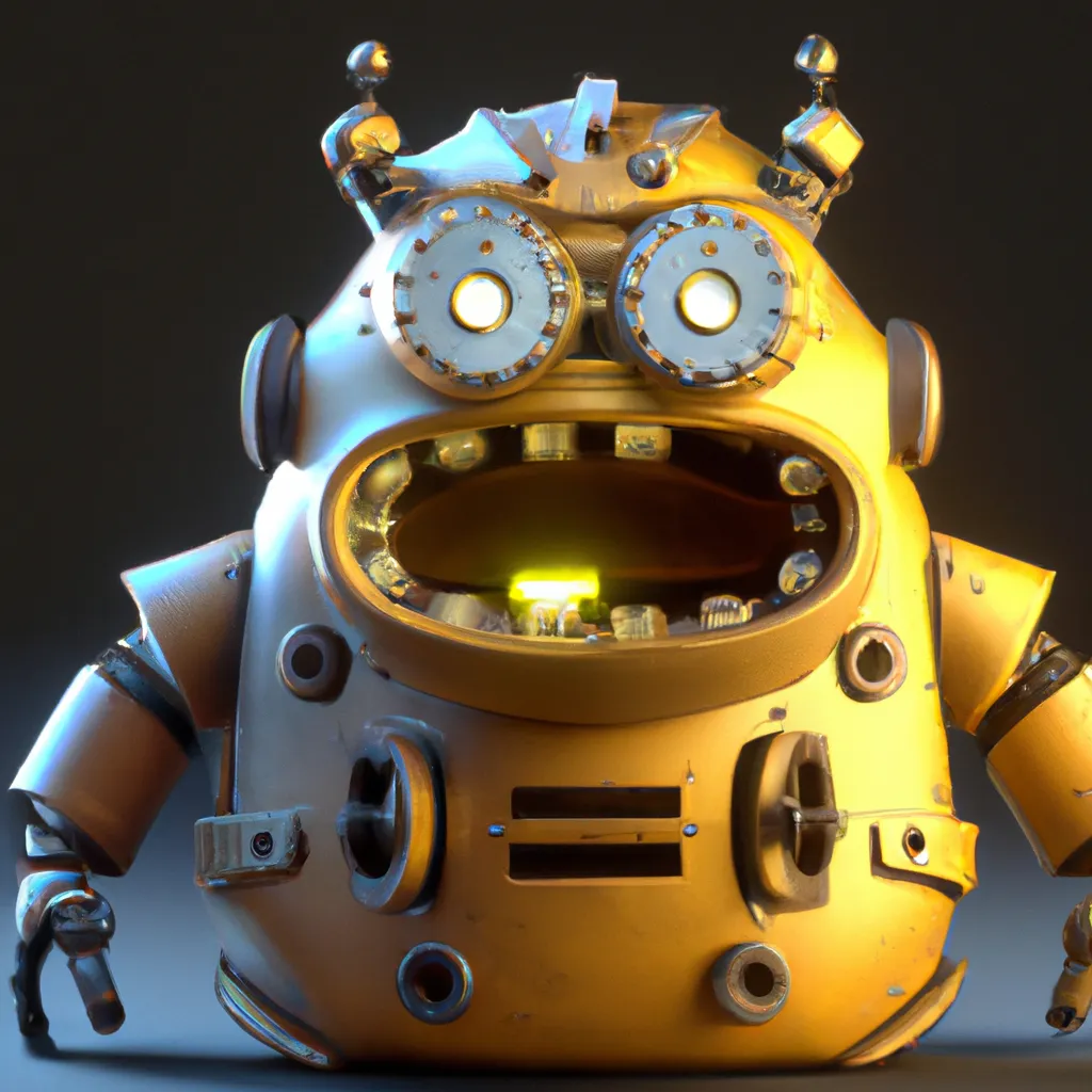 Minion Mech is angry, cute 4d rendered, bioluminesce... | OpenArt