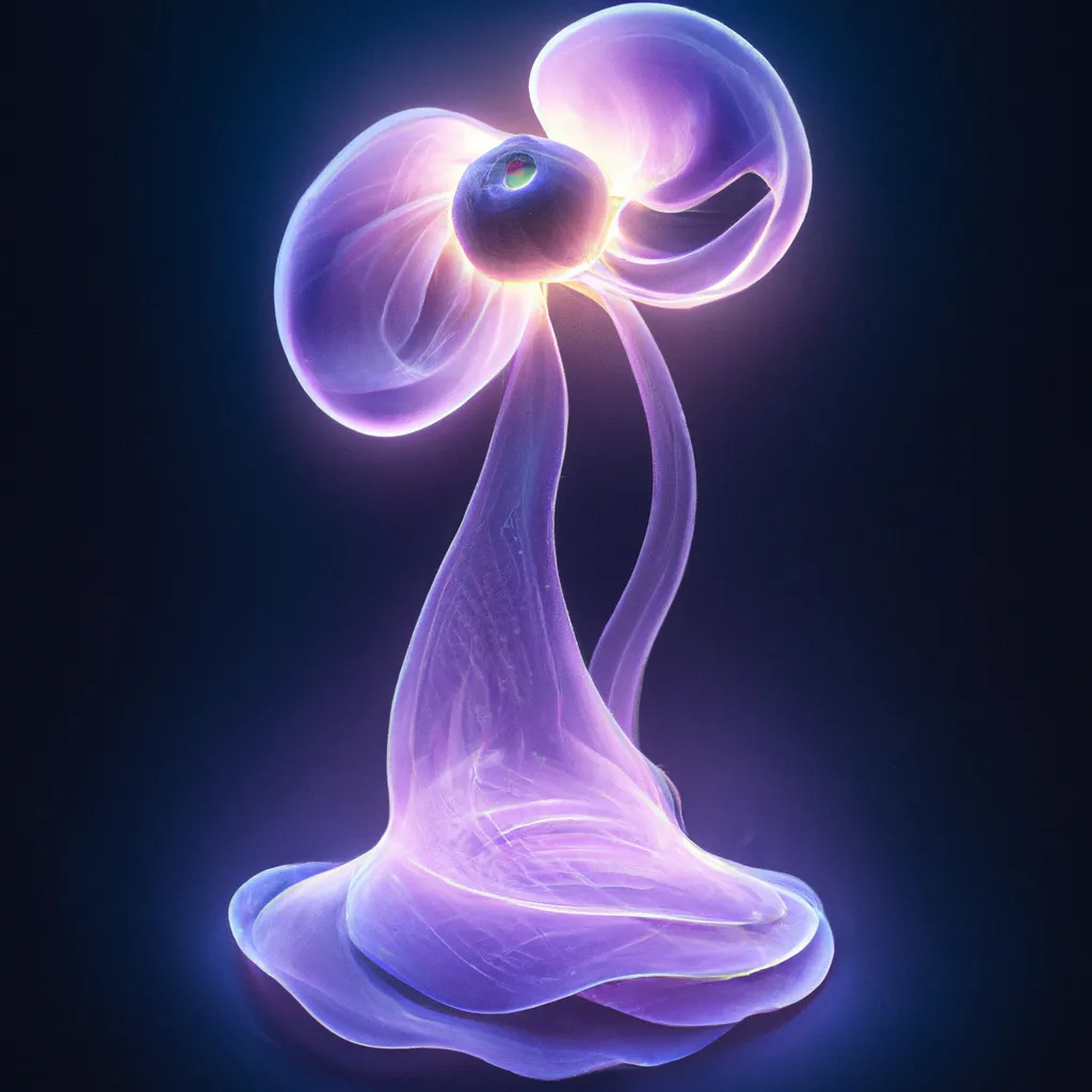 Prompt: Curvaceous Light beings | mystical dancing purple anemone as a light bending cute angel covered in streaks of halogen light in the style of Hieronymous Bosch, Bruce Pennington, Dali, Munch, Escher, Klarwein, Yamamoto, Hattori, Leyendecker, Mullins, Magritte, Giger | muted soft tones | dark background | ultra sharp focus | 3d octane render artstation trending 8k unreal engine | centered | Disney Pixar Dreamworks 