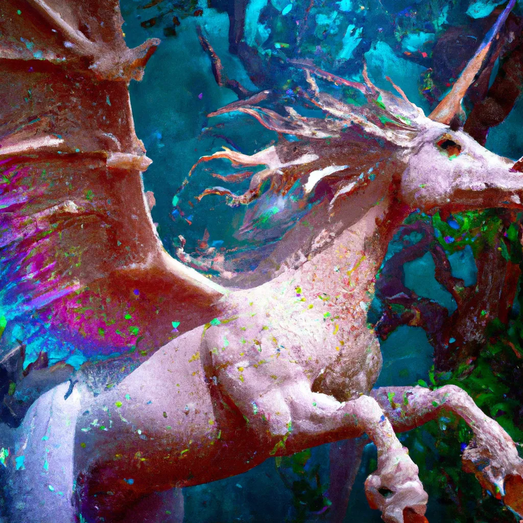 Prompt: Hyperrealistic portrait of a Dragon Unicorn hybrid creature flying at the galactic forest, fantasy, digital art, 3d, blender, cinema 4d, trending in artstation, Cinematic, Colorful, ornate, hyper realistic, Hyperdetailed, by Greg Rutkowski Beeple WLOP artgerm