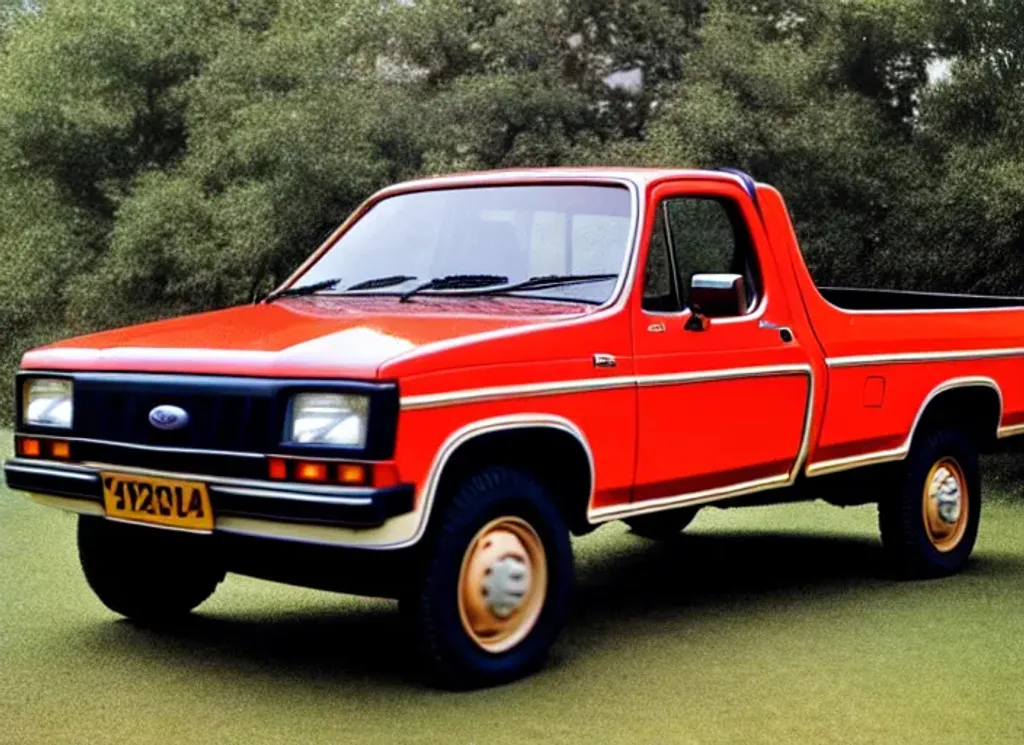 Prompt: An photograph of an 1985 European Ford bakkie