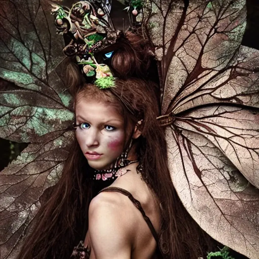 Prompt: 8K Photography from a dark female fairy by Jimmy Nelson