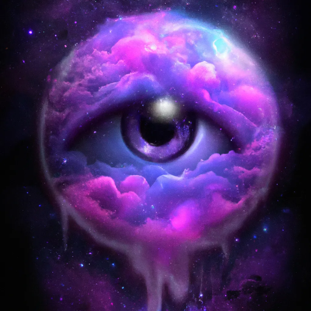 Prompt: One eye, digital art, galactic, psychedelic