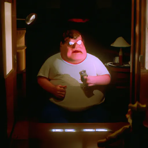 Prompt: A still of Peter Griffin in the shining 