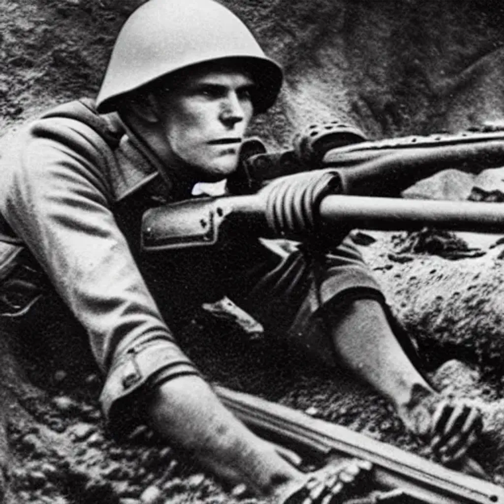 german ww2 soldier looking in the camera, 4k