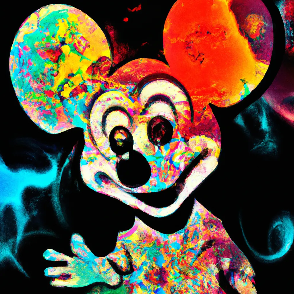 Prompt: Psychedelic Mickey Mouse portait