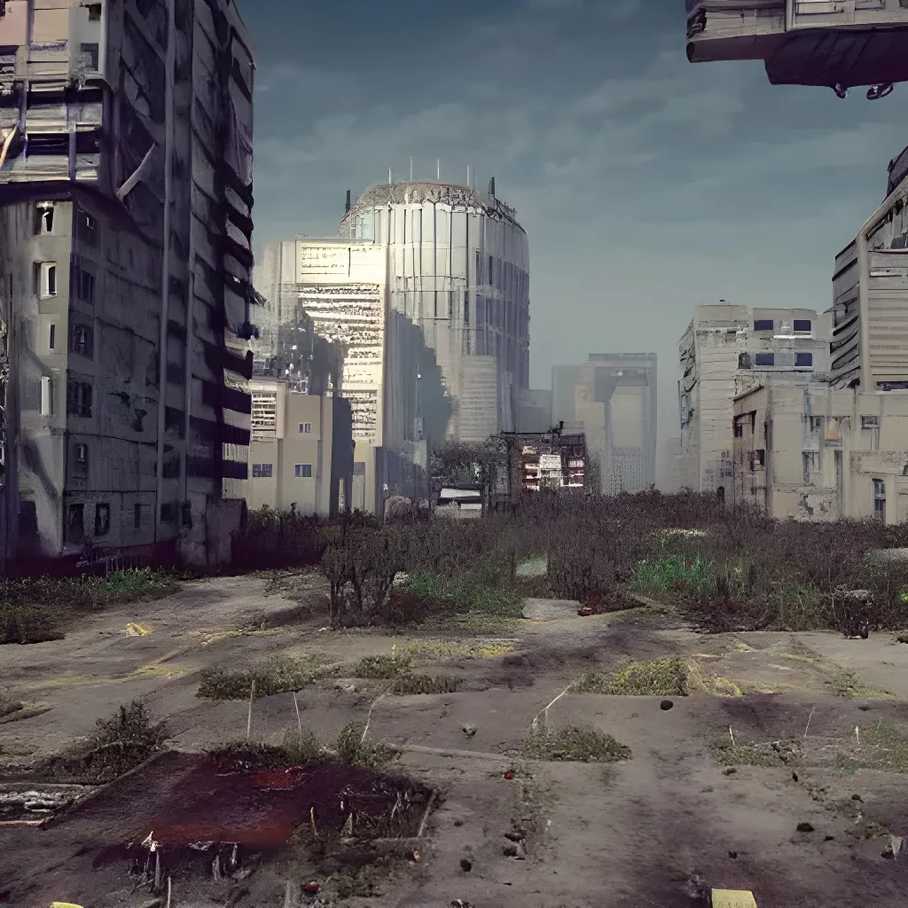 Prompt: wide angle 
dystopian wasteland 
with starving people 
 animals 
with gorgeous symmetrical female characters 
wild plants and weeds everywhere 

abandoned derelict New York City
hyper realistic nuclear contaminated sky
AI engineers creating Art installation to inspire everyone to Fix The World restore ecological balance
3D rendered rea
unreal engine