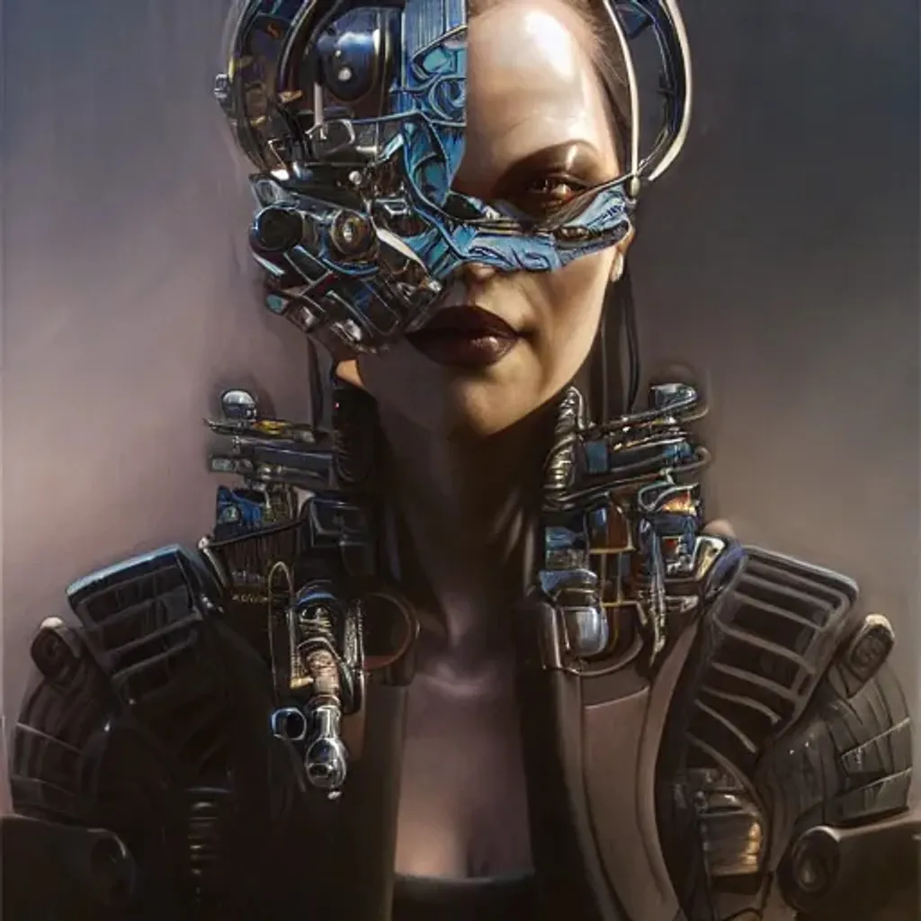 Prompt: front shot of a cyberpunk criminals character, intricate, elegant, highly detailed, centered, digital painting, artstation, concept art, smooth, sharp focus, illustration, artgerm, Tomasz Alen Kopera, Peter Mohrbacher, donato giancola, Joseph Christian Leyendecker, WLOP, Boris Vallejo