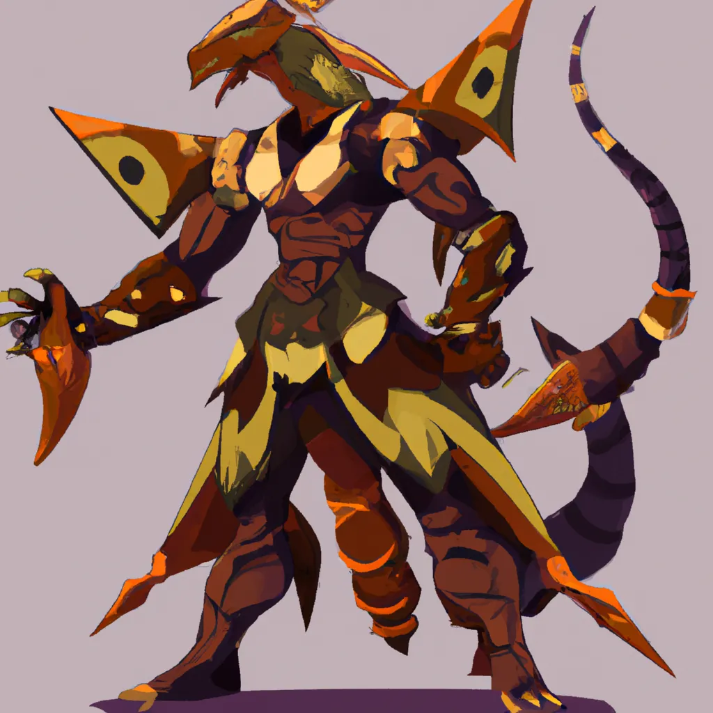 Massive Anthropomorphic Komodo Dragon Demon Warrior 