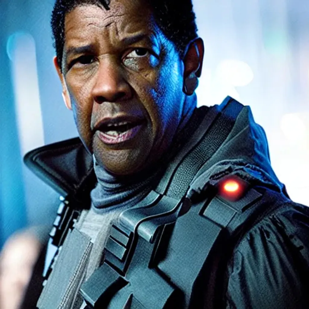 Prompt: denzel washington, cyberpunk