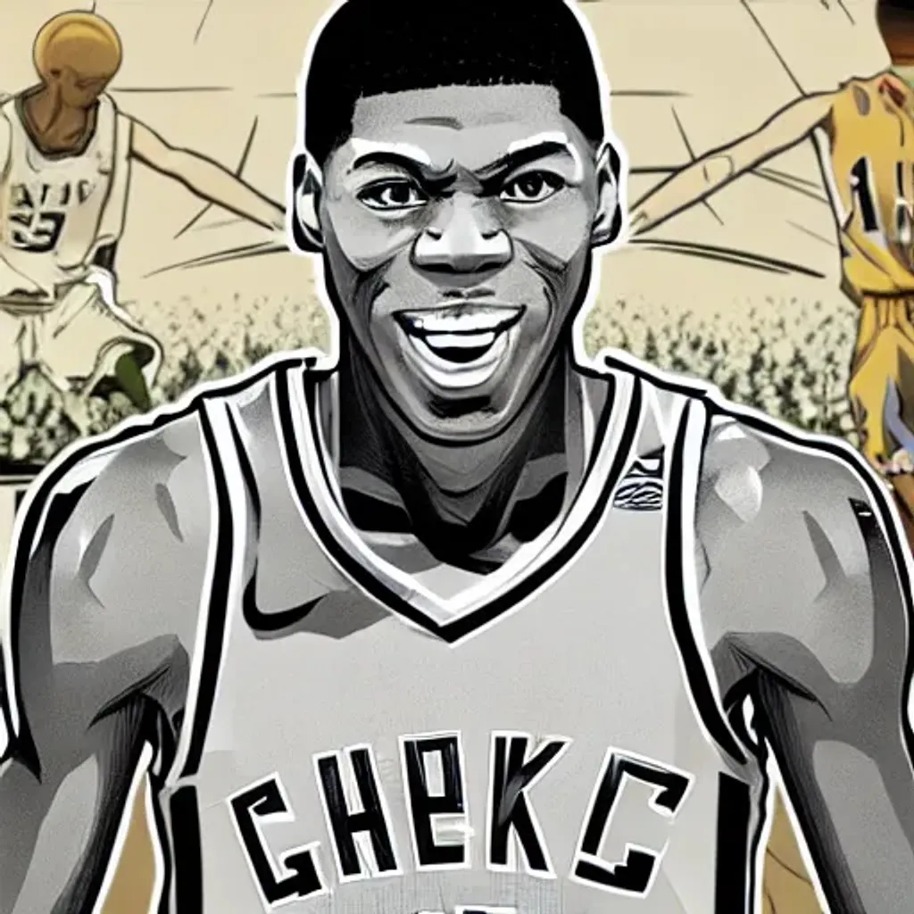 Prompt: Generate a graphic of Giannis Antetokounmpo, style of anime, manga