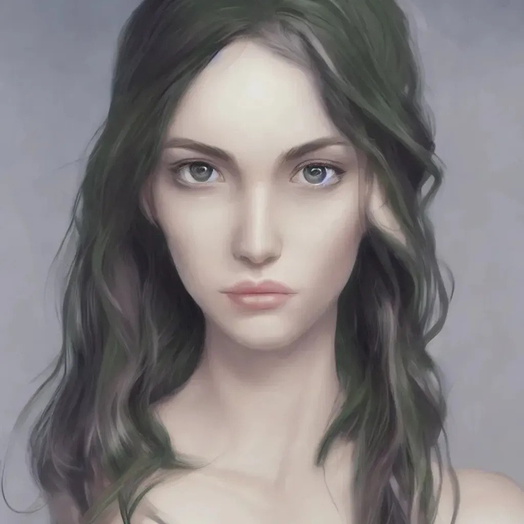 Digital portrait of a beautiful woman with big blue openart