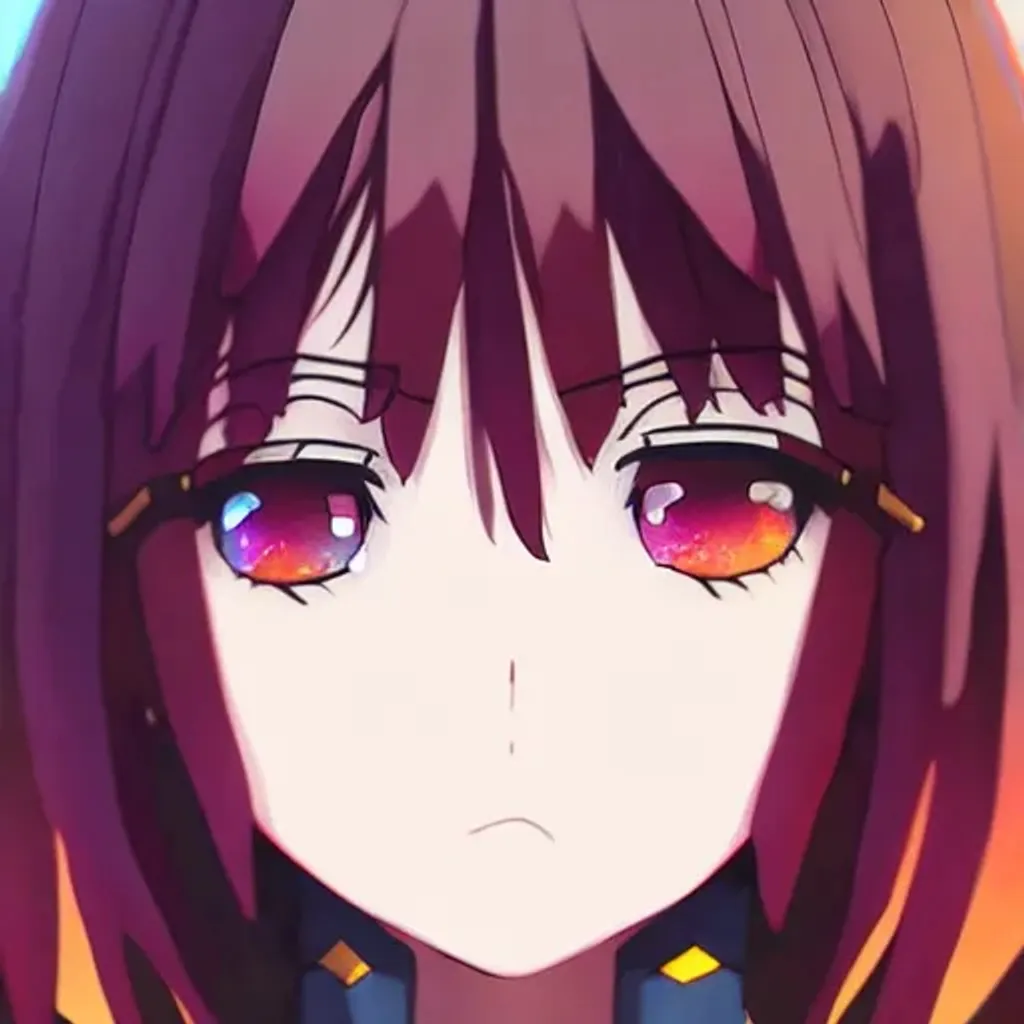 Prompt: anime portrait of a {Megumin}, anime eyes, beautiful intricate {color} hair, shimmer in the air, symmetrical, in Konosuba style, concept art, digital painting, looking into camera, square image