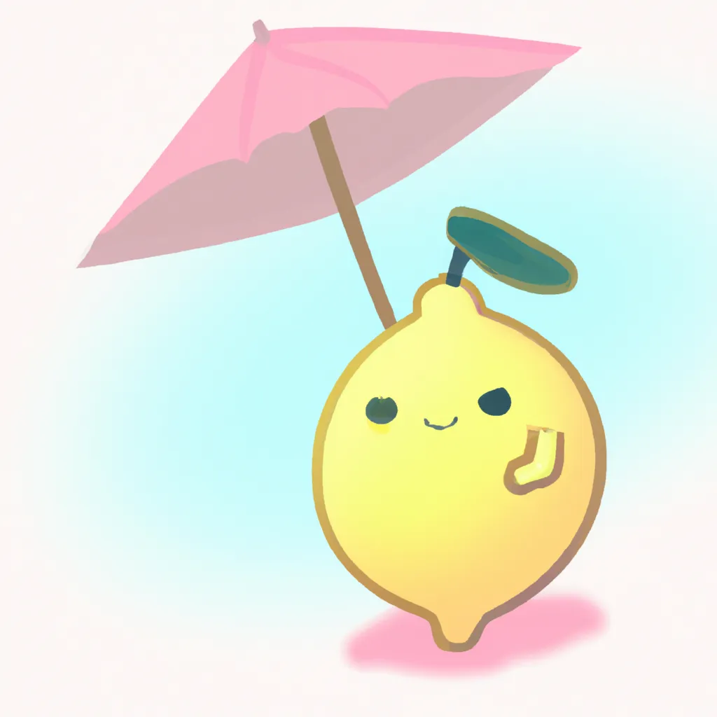 Prompt: A cute lemon with a pink parasol digital art