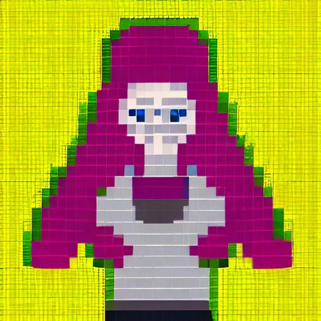 Prompt: teen female portrait, pixel art, pixelated, 64x64