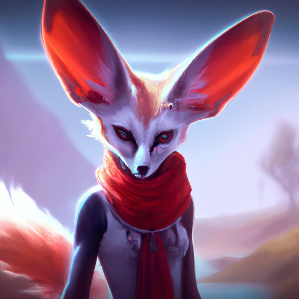 Prompt: masterpiece ultra realistic illustration of a chic awesome anthropomorphic Fennec facing towards the camera with swagger,cool pose,red spider lilies,eclipse,dramatic,cinematic, ambient,unreal engine 5, cyberpunk, sci-fi fantasy. in the style of wlop, rossdraws,artstation trending,award winning,