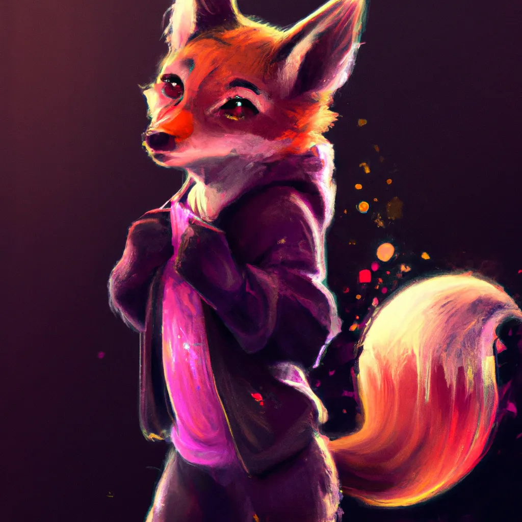 Prompt: Artstation and artgerm
Red fox wearing a cozy pink and purple galaxy hoodie, expressive pose, 8k 

