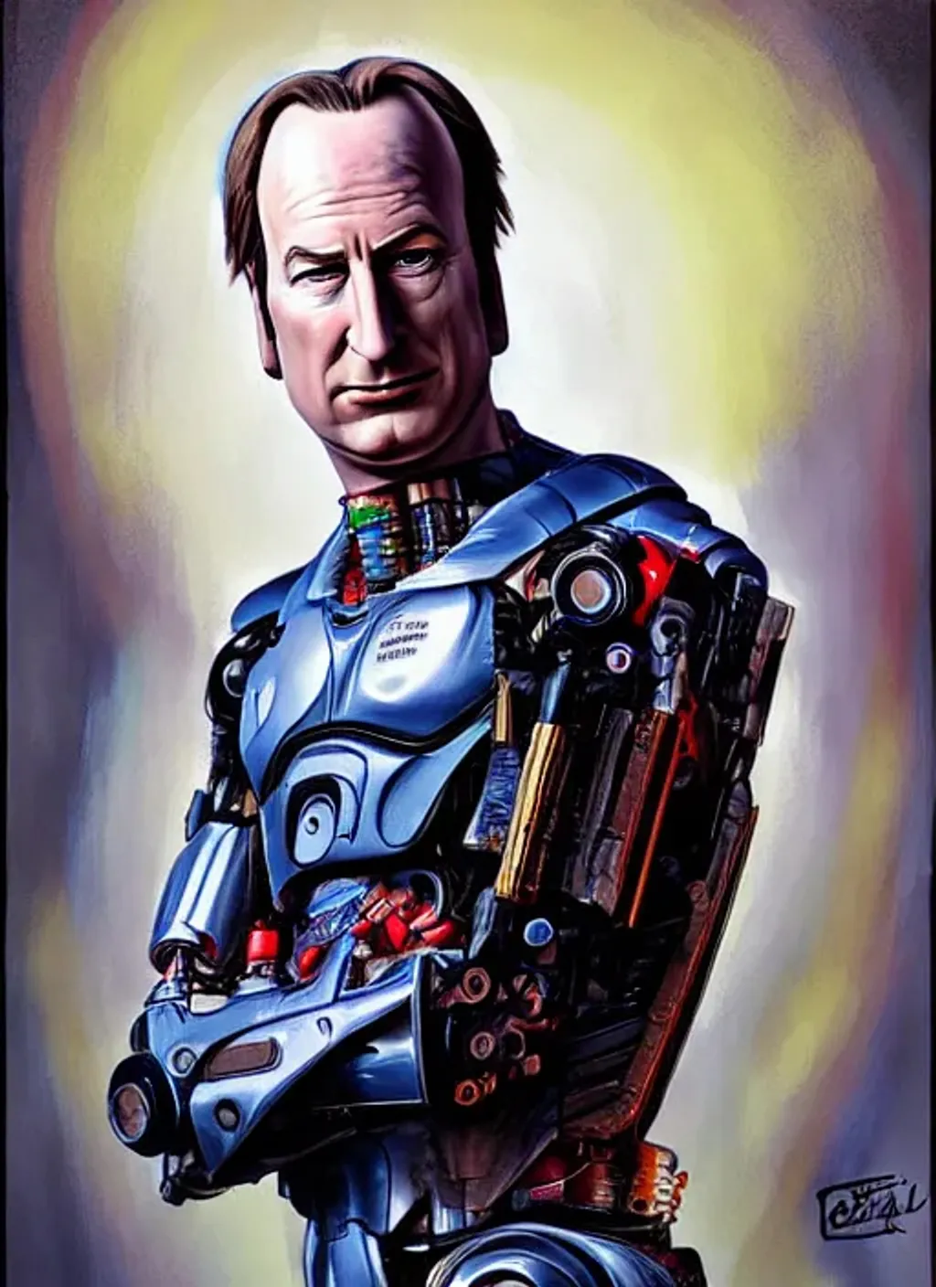 Prompt: Bob Odenkirk Cyborg, by Dave Dorman