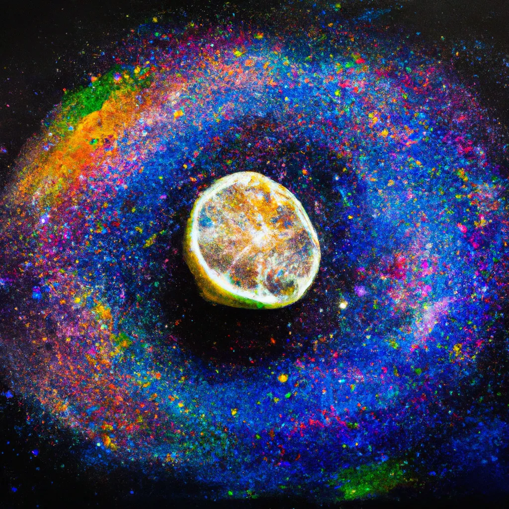 Prompt: a psychedelic, concept art painting of the universe with a lemon in the center. Yellow lemon zest all around, space dust, nebula, phenomenal color,
trending on artstation beautiful