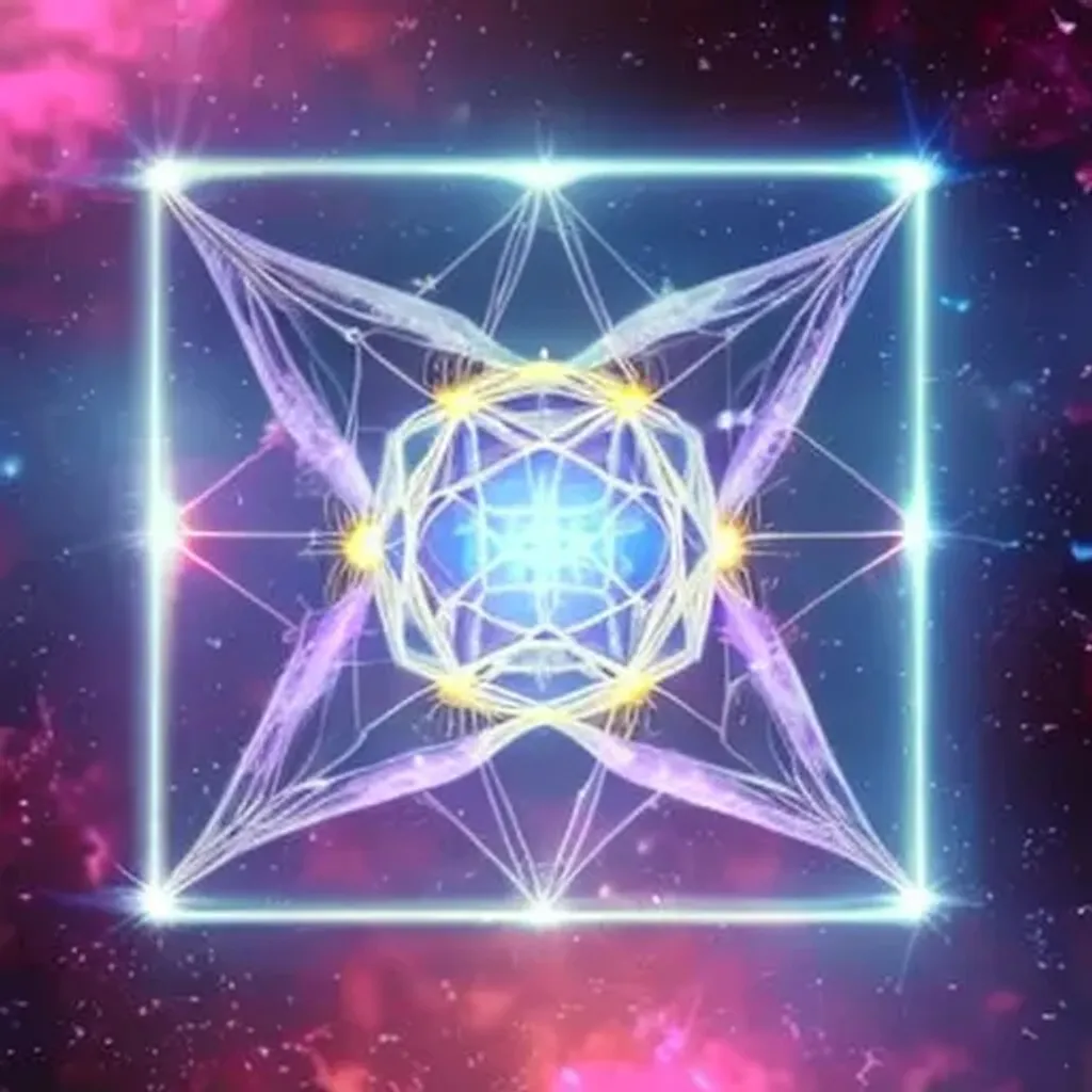 Prompt: Spectral Metatron Cube in a Space and galaxy Background 3D, 4k HD Hyper realistic  