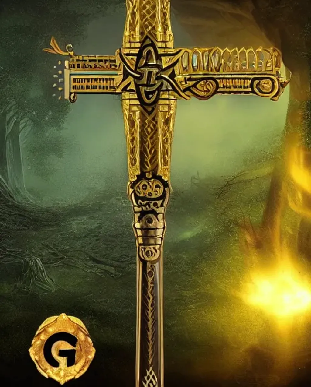 Prompt: Chosen RPG Item. The Golden Rod of Arothgor. The Terror of September. Celtic Culture.