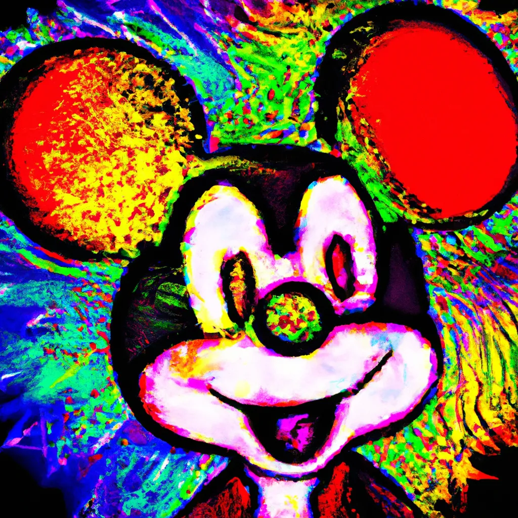 Prompt: Psychedelic Mickey Mouse portait