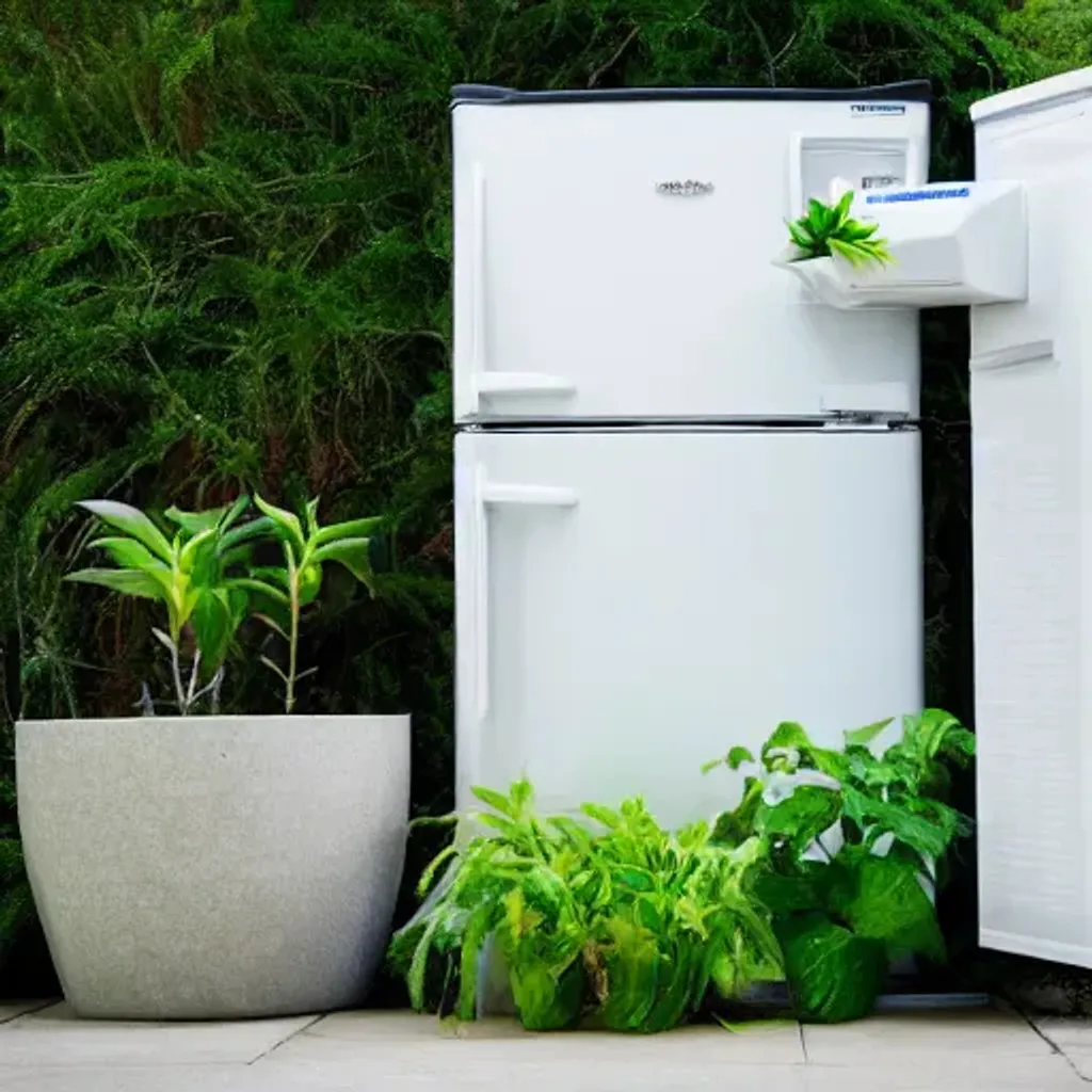 a fridge watering plants in a clean environment imag... OpenArt