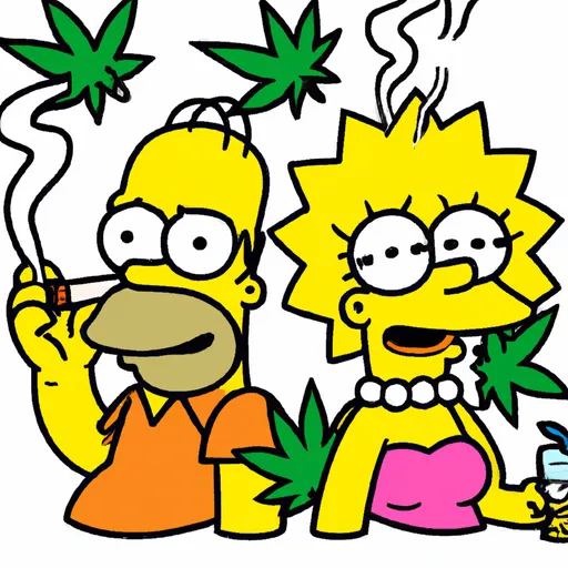 Prompt: Homer Simpson and Lisa Simpson smoking weed in the style of the Simpsons animation 